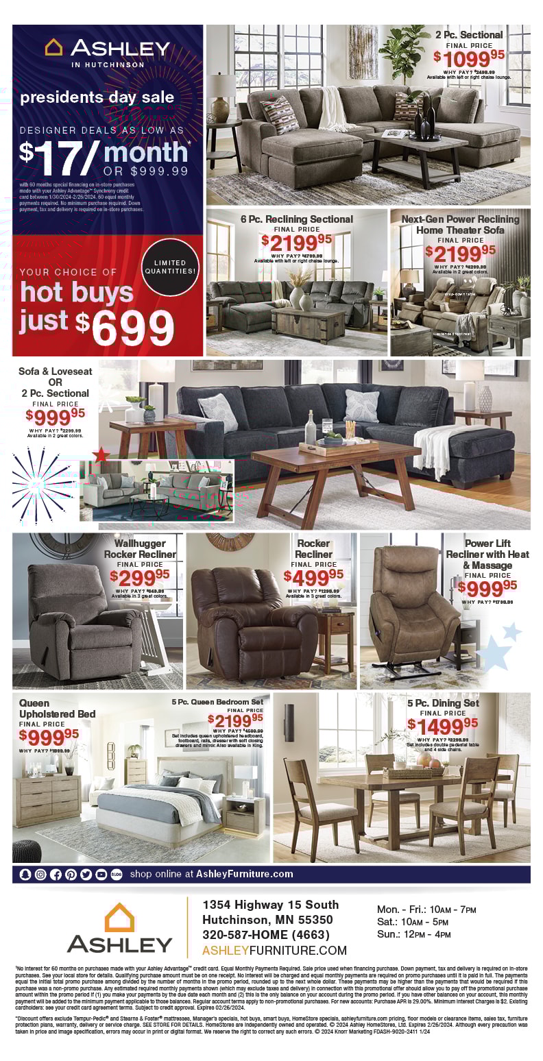 Ashley Furniture Hutchinson, Glencoe, Litchfield, McLeod County