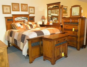 Brown Bedroom Set on Showroom Floor