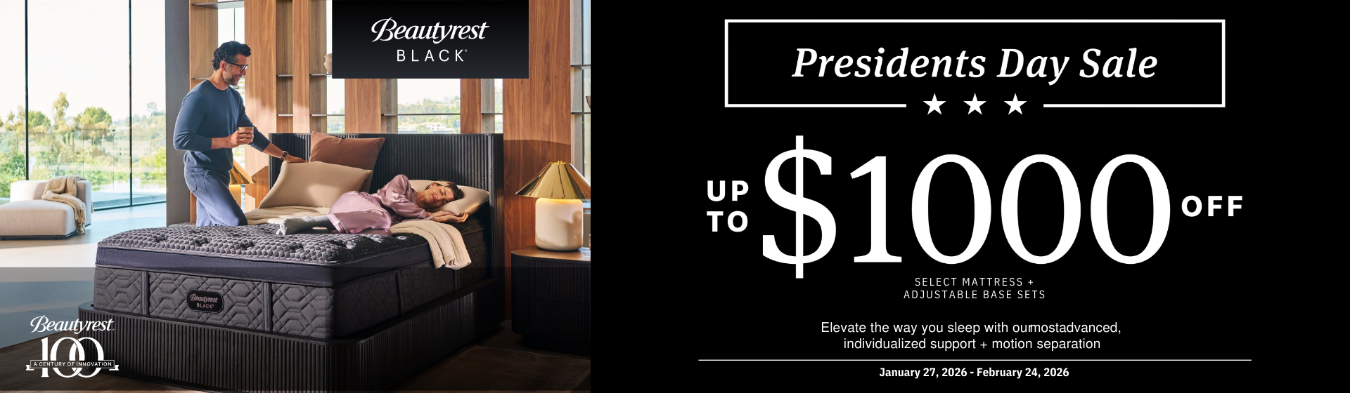 Save up to $1000 on Beautyrest Black adjustable sets at Walker's