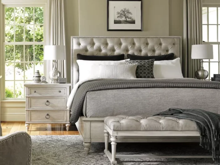 Coastal bedroom featuring the Oyster Bay Sag Harbor Bed