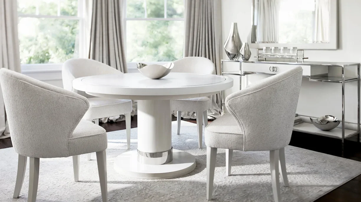 White contemporary dining room. 
