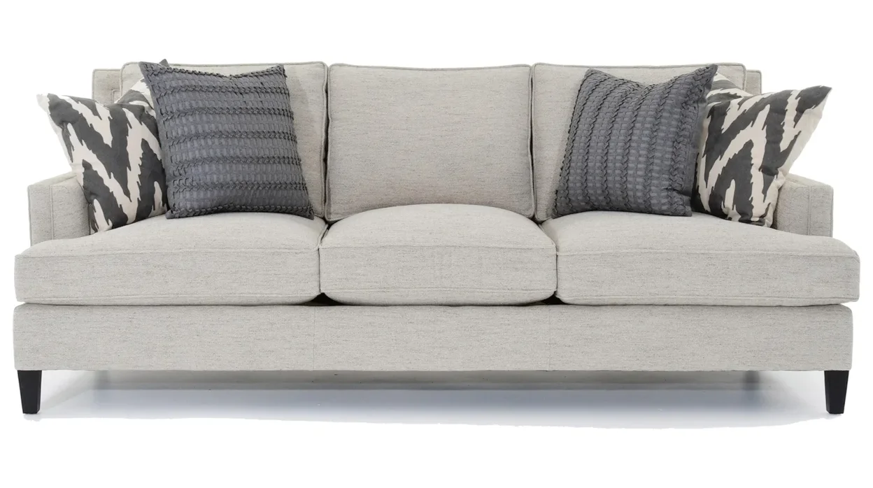 Bernhardt Addison sofa with two types of throw pillows. 