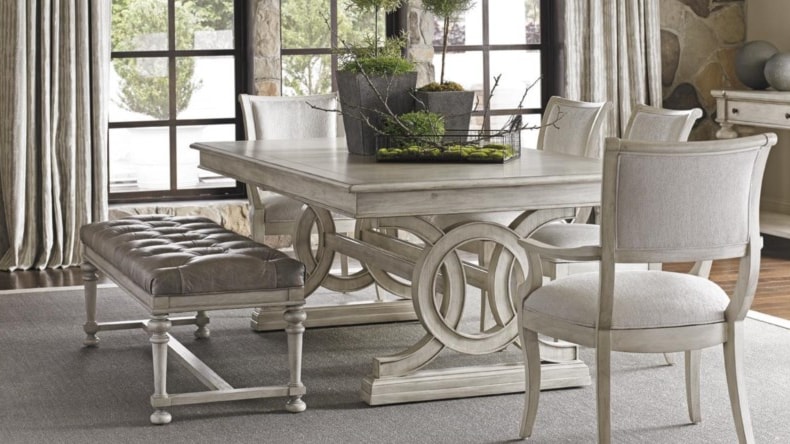 Lexington Oyster Bay rectangular table in a dining room setting. 