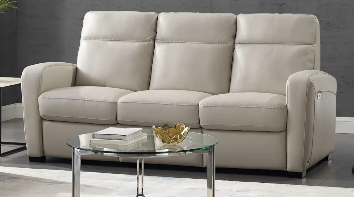 Beautiful, contemporary leather recliner sofa. 
