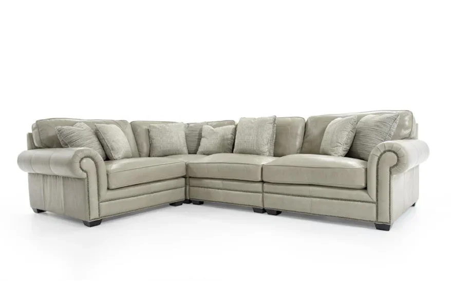 Gray leather Bernhardt sectional