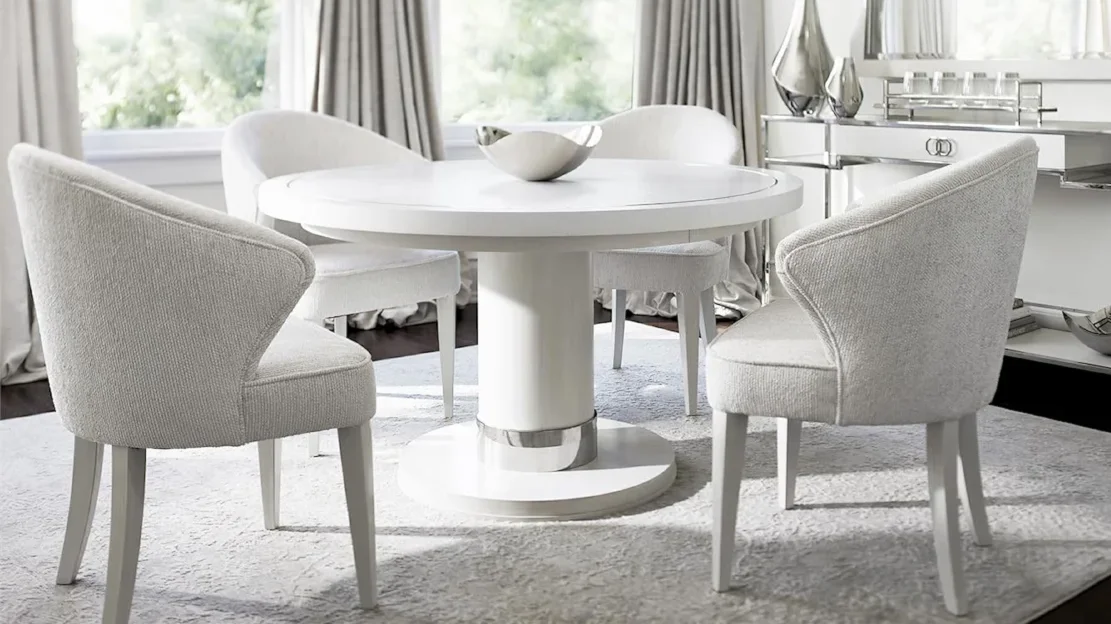 Contemporary off-white five-piece dining set. 