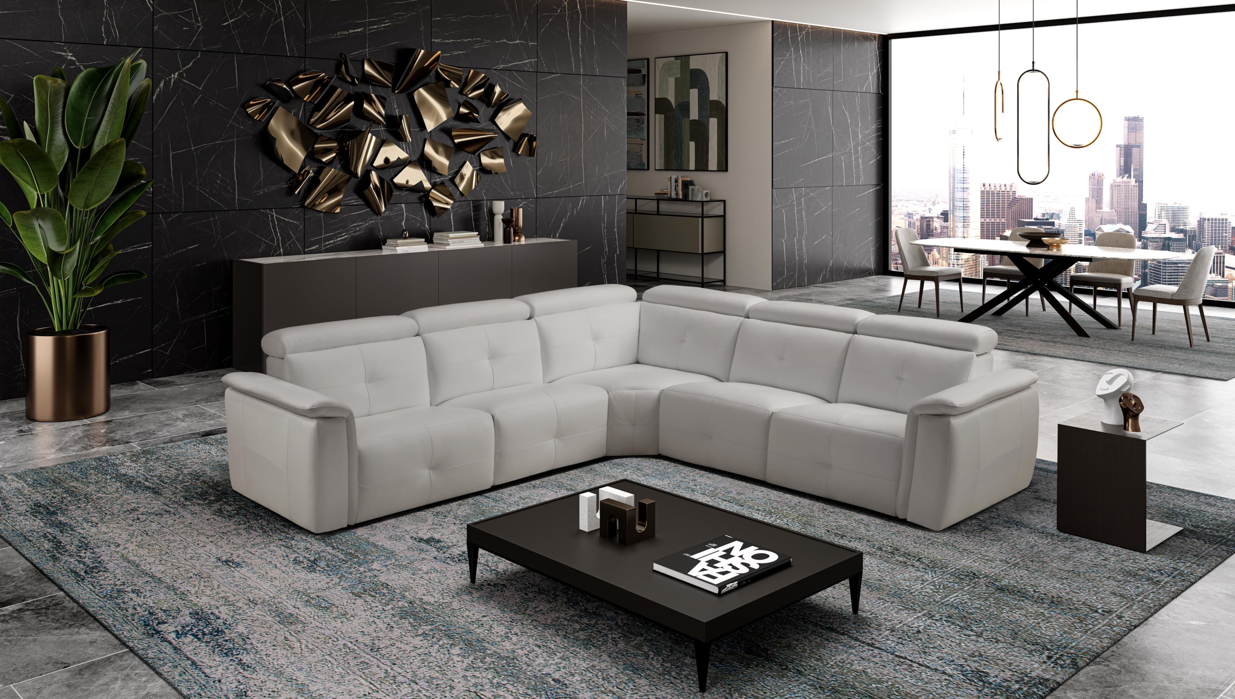 90117 Collection by MW Home Leather Sectional