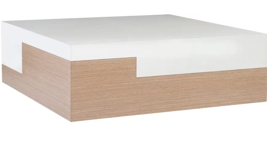 White and wood minimalist coffee table