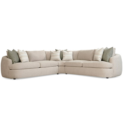 beige l-shaped fabric sectional sofa with throw pillows