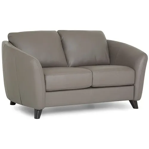 grey brown leather loveseat