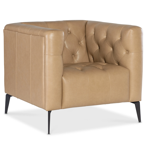 light brown leather button-tufted tuxedo arm chair