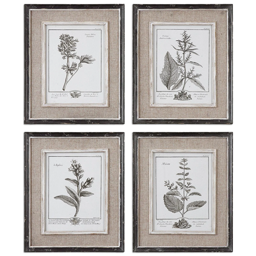set of four floral wall art