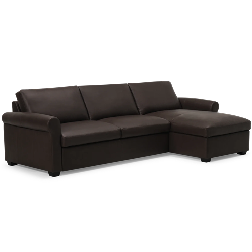 dark brown leather sofa with chaise