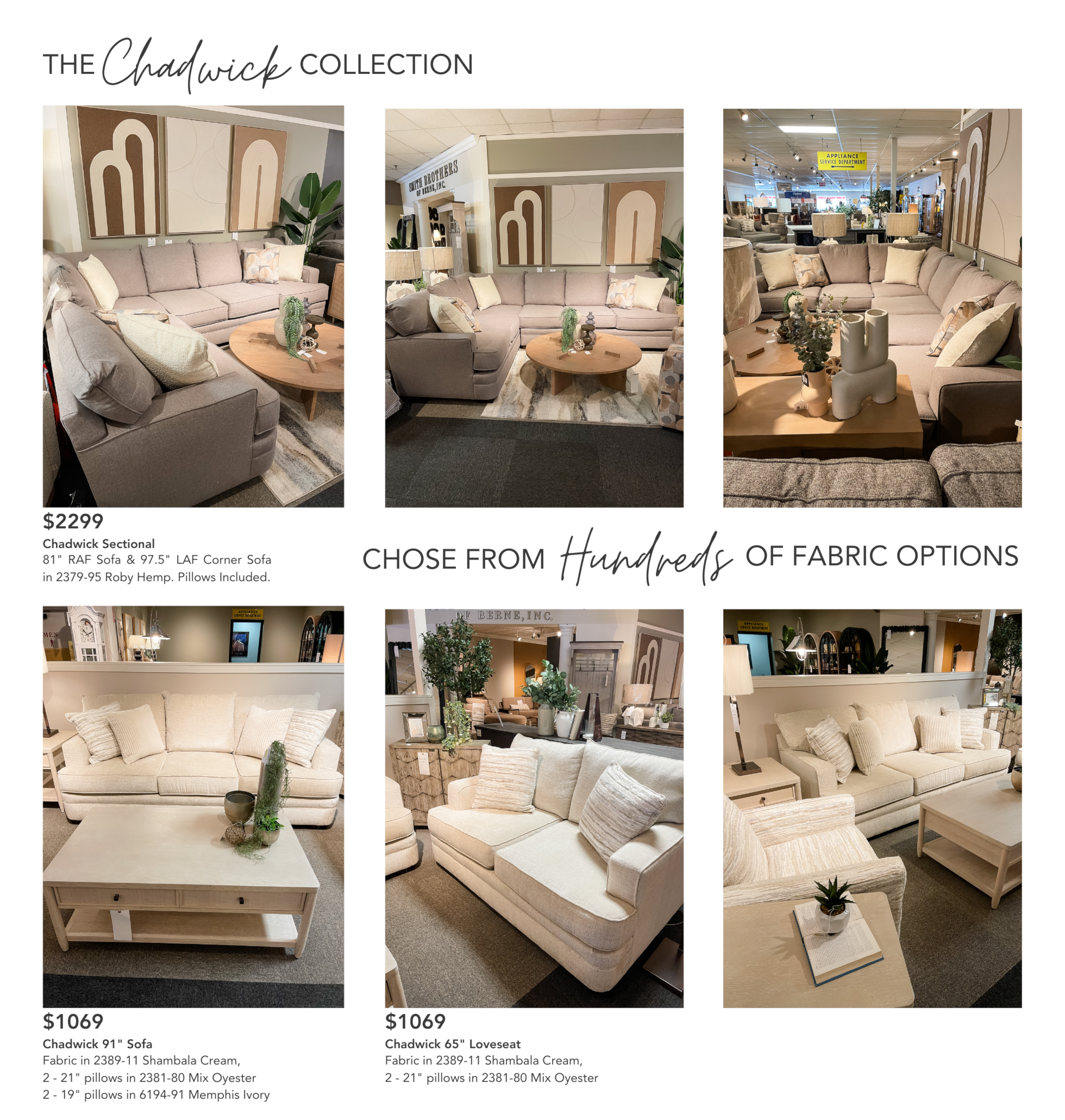The Chadwick Collection from Stone & Leigh Upholstery now at Sheely's.
