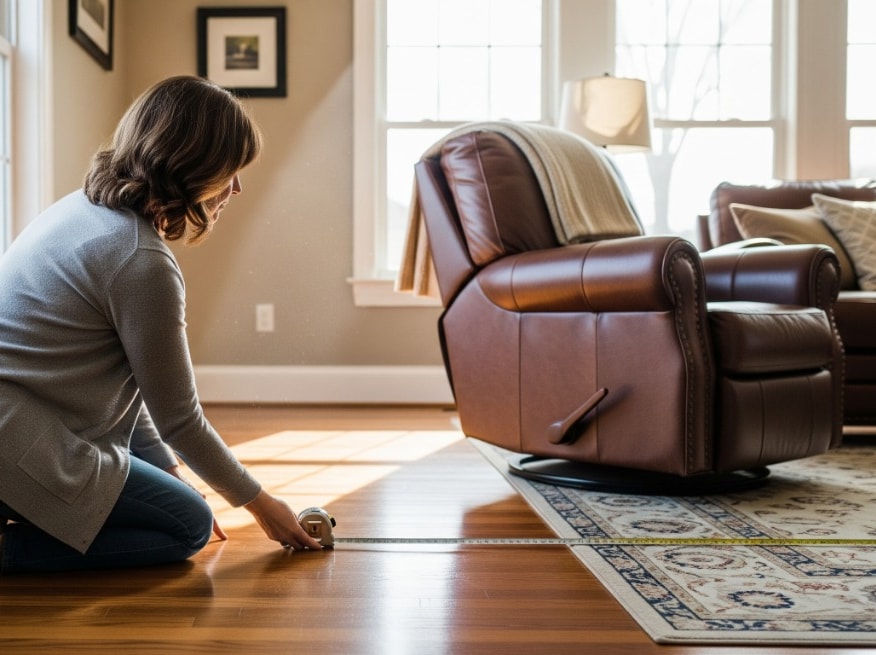 woman measuring room