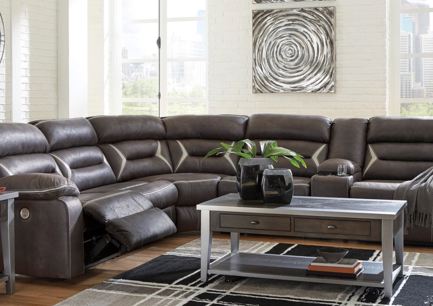 Black Reclining Sectional
