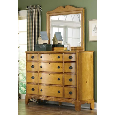 Twelve Drawer Dresser and Landscape Mirror