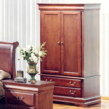 Two Piece Two Door, Two Drawer Bedroom Armoire