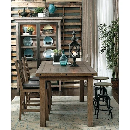 Transitional 5-Piece Counter Height Table and Chair Set with Stools