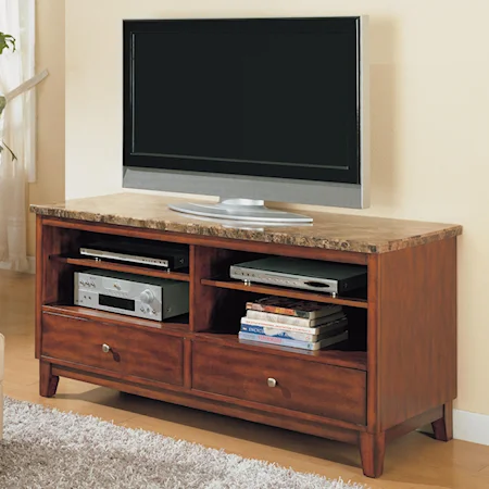 TV Stand with 2 Drawers and Marble Top