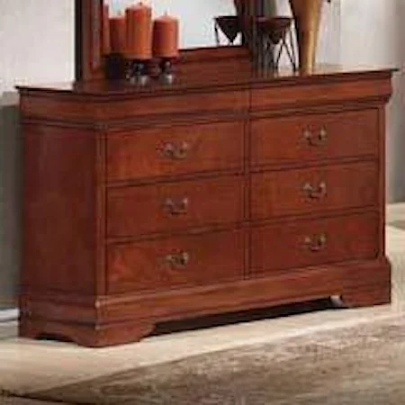 Traditional 6 Drawer Dresser in Cherry Finish