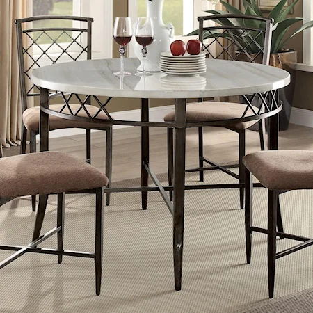 Metal Dining Table with Faux Marble Top