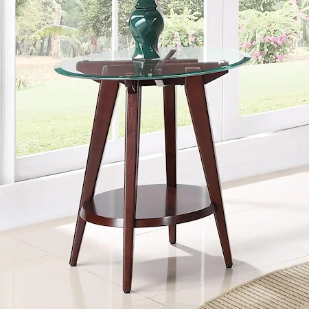 Contemporary Round End Table with Glass Top