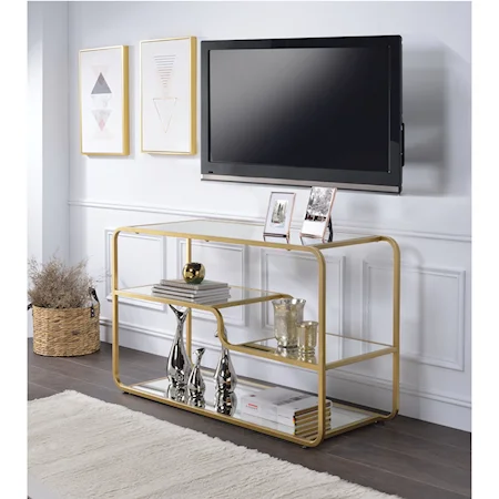 TV Stand with Mirrored Shelves