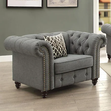 Transitional High Back Chair with Tufting