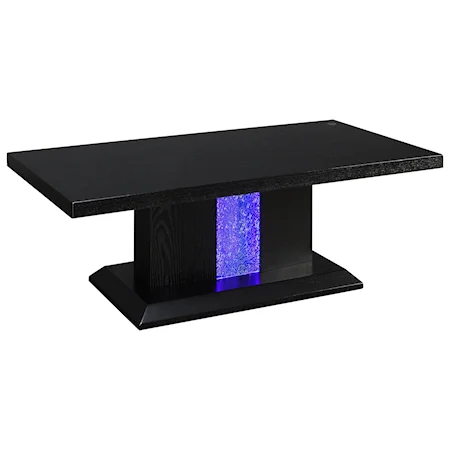 Contemporary Rectangular Coffee Table with LED Lighting in Base