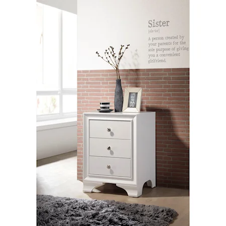 Transitional 3-Drawer Nightstand with USB Charging