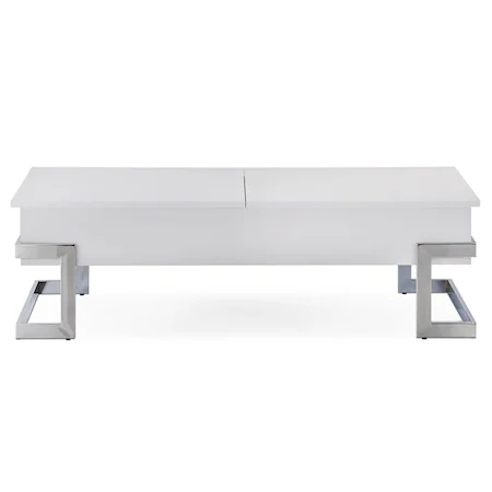 Contemporary Coffee Table with Lift Top Tray and Sliding Storage