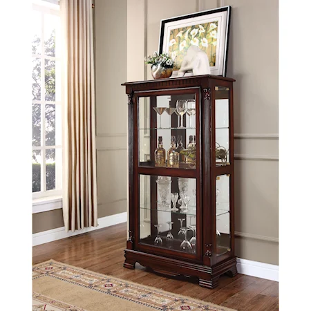 Traditional Curio Cabinet with Tempered Glass Doors and Shelves
