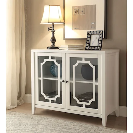 Contemporary Console Table Accent Cabinet with Glass Doors