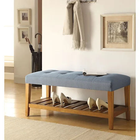 Upholstered Bench with Shelf