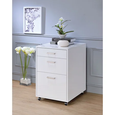 High Gloss White File Cabinet