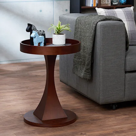 Contemporary Round End Table with Tray Top