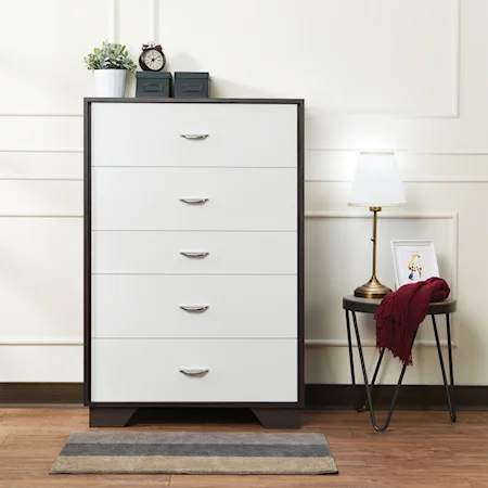 Contemporary Two-Toned Chest with Metal Drawer Handles