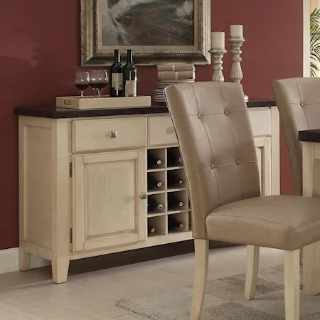 Transitional Dining Server with Wine Bottle Storage