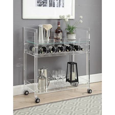 Clear Acrylic and Glass Serving Cart