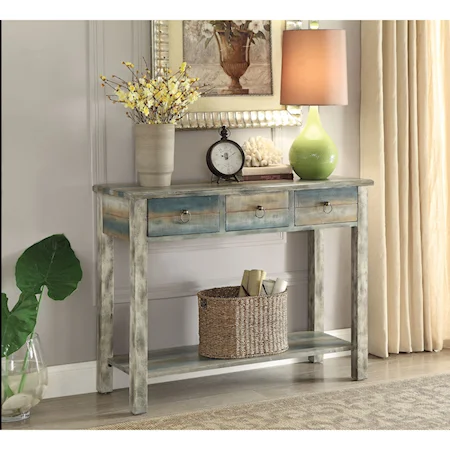 Rustic Console Table with 3 Drawers