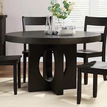 Transitional Round Dining Table with "X" Shape Base