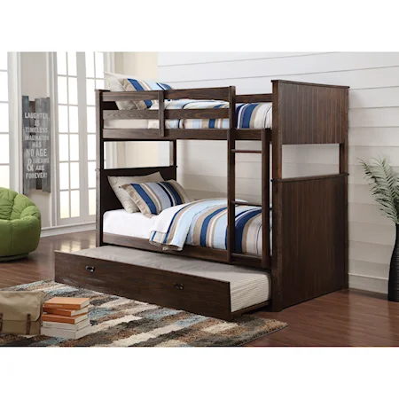 Rustic twin Bunk Bed with Trundle