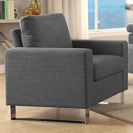 Contemporary Arm Chair with Metal Bracket Legs