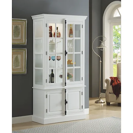 Transitional 4-Door Curio Cabinet with Touch Lighting