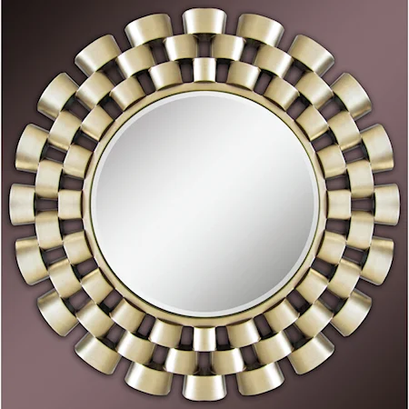 Contemporary Round Accent Wall Mirror with Decorative Border