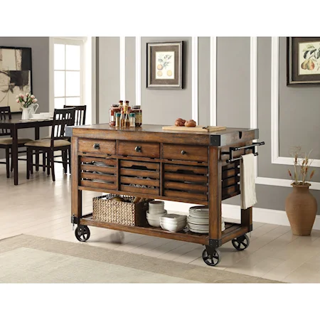 Industrial Kitchen Cart with Casters