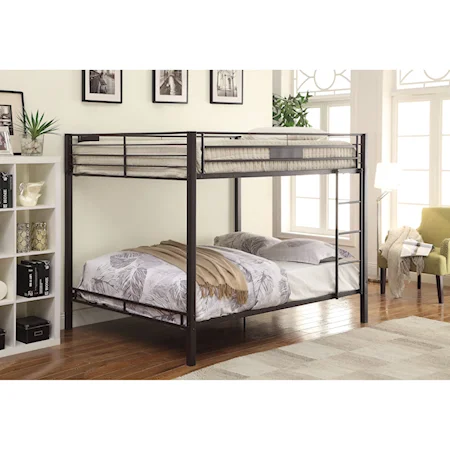 Contemporary Metal Queen Bunk Bed