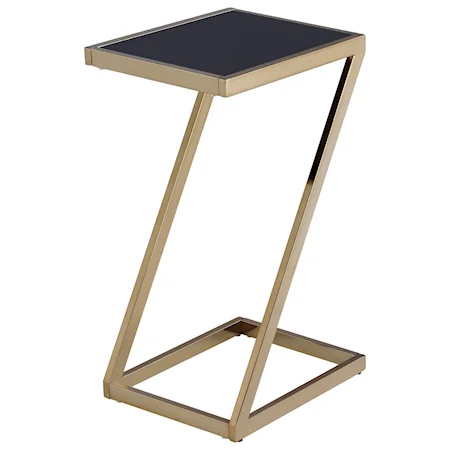 Contemporary Side Table with Mirrored Black Top