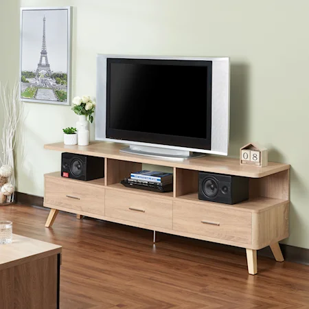 Contemporary TV Stand with 3 Open Media Compartments